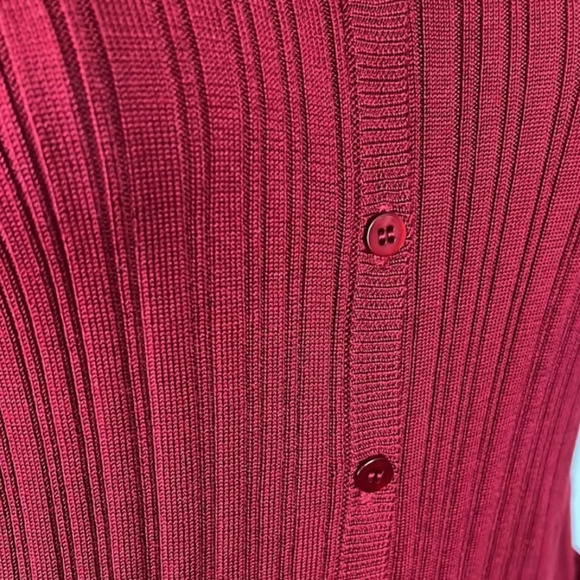 Chaus Button Down Cardigan Silk Women's Red Size M - Picture 6 of 9